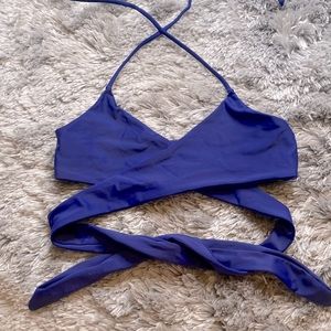 Navy Blue Wrap Halter Bikini Swim Top Size Small